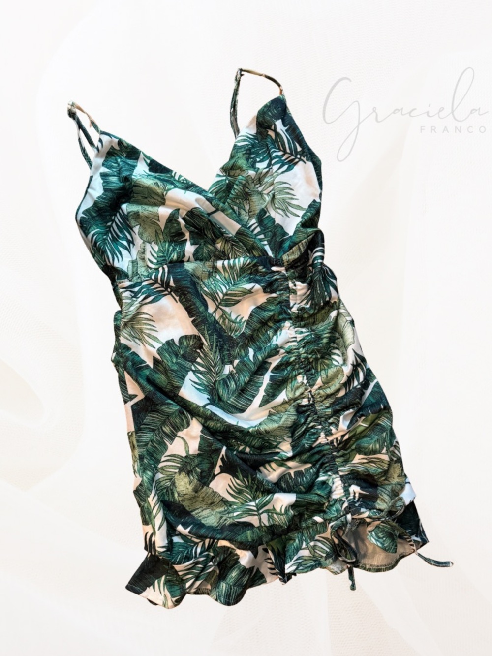 Green Ruched Mini Dress